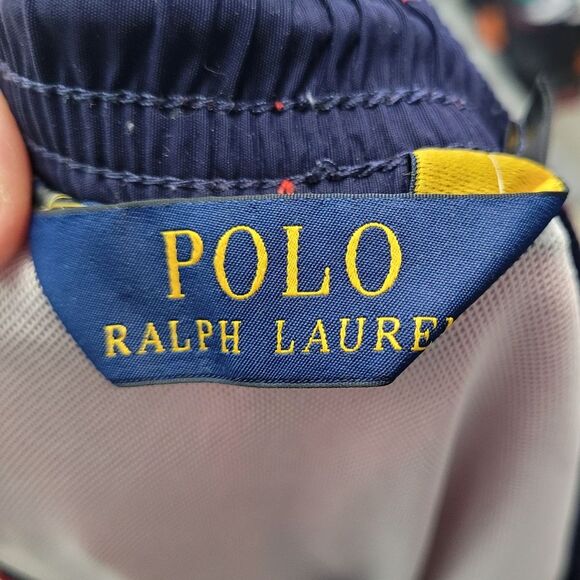 Polo Ralph Lauren Swim Trunks size 2xl Solid Red Navy Pony Preppy - Picture 3 of 8